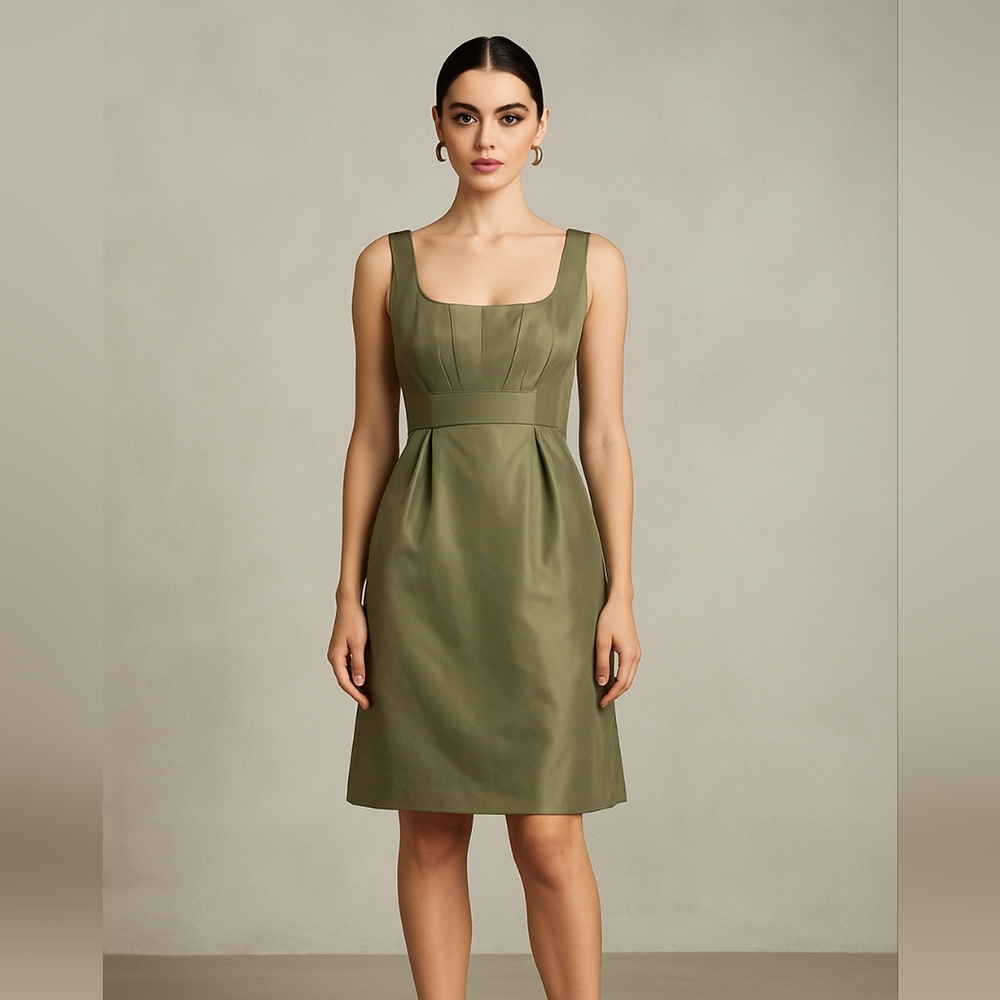 J. Crew Clementine Sleeveless Dress 8P Tan Caspian Silk Taffeta Shift #17666